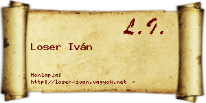 Loser Iván névjegykártya